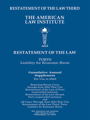 cover image of Restatement of the Law Third, Torts: Liability for Economic Harm